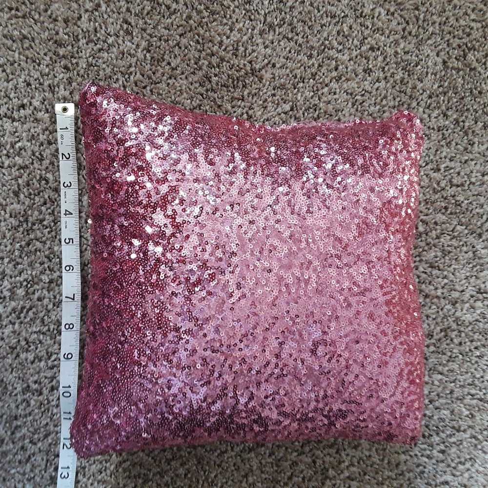 10" x 10" pink sequin pillow